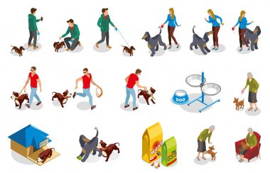 Köpek sıradan hayat izometrik simgeler