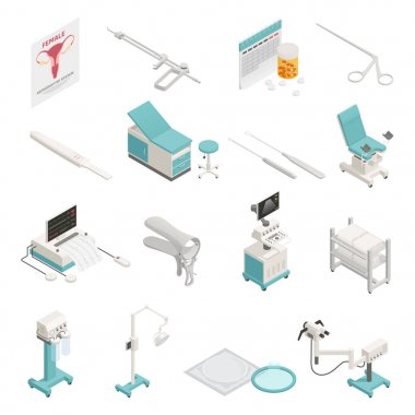 Gynecology Isometric Icons Set clipart