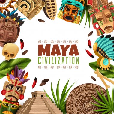 Maya Civilization Cartoon Frame clipart