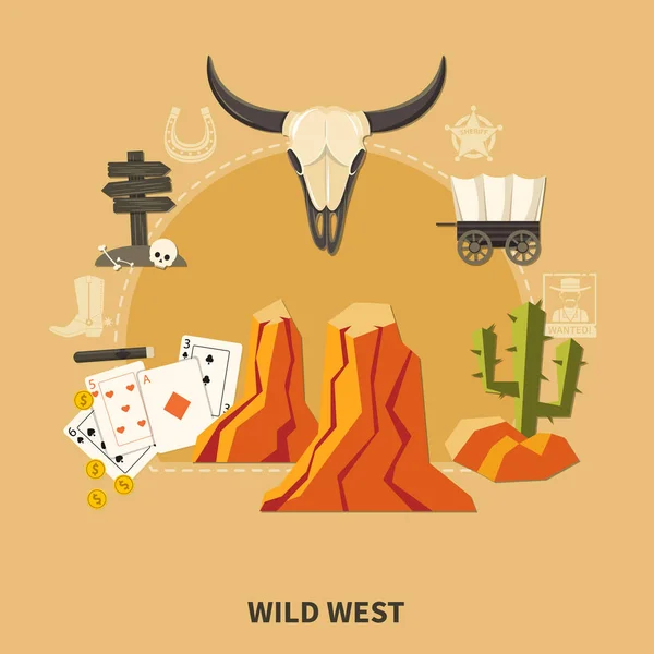 Wild West Composition — Stock Vector