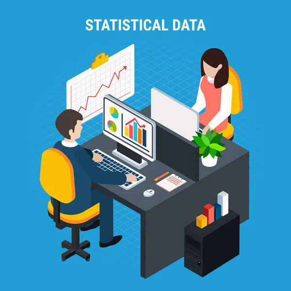 Isometrischer Hintergrund statistischer Daten — Stockvektor
