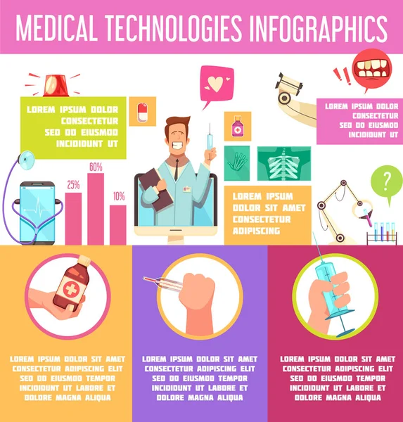 Tecnologías médicas Infografías — Vector de stock