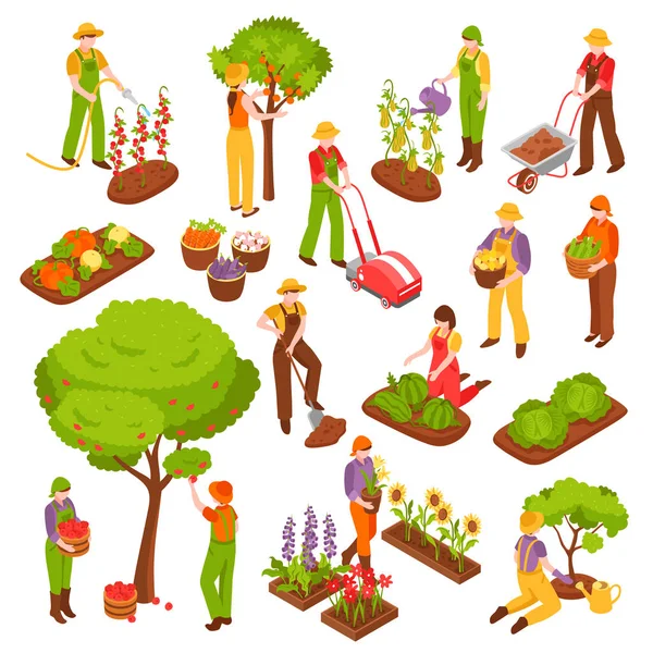 Jardinería Set isométrico — Vector de stock