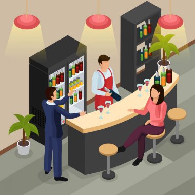 Bar Restoran izometrik arka plan