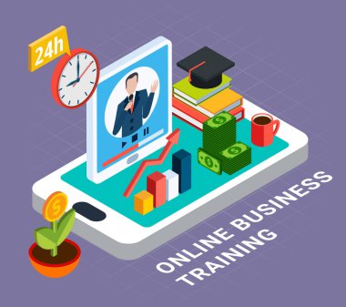 Webinar çok renkli ve izometrik kompozisyon