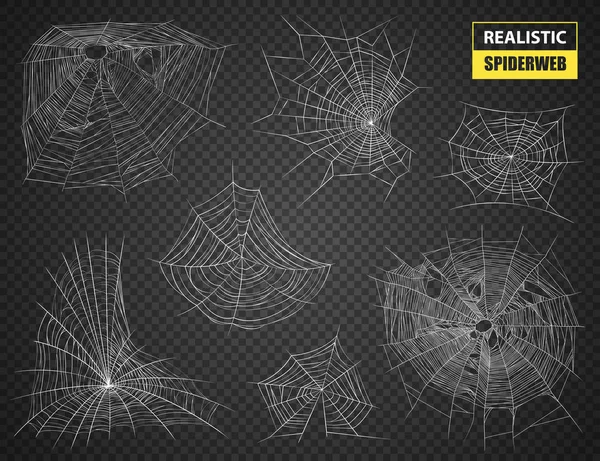 Realistiska Spiderweb Transparent Set — Stock vektor