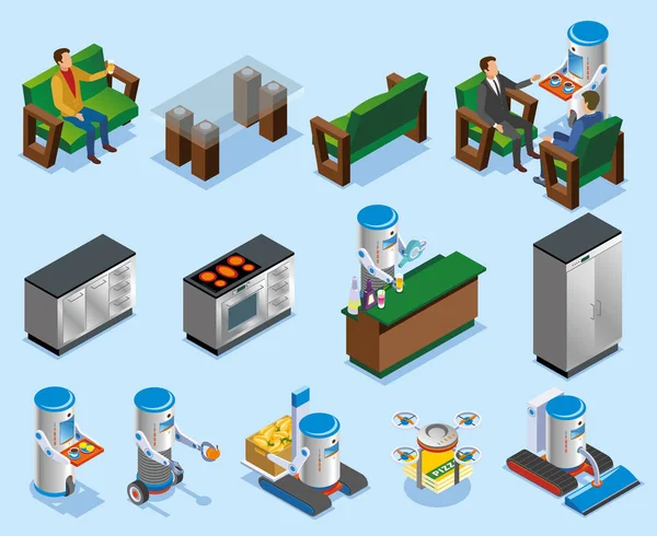 Composition robotique isométrique de l'industrie de la restauration — Image vectorielle