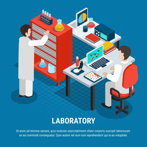 Concetto isometrico del laboratorio medico — Vettoriale Stock