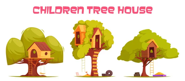 Tree Houses Set — Stock vektor