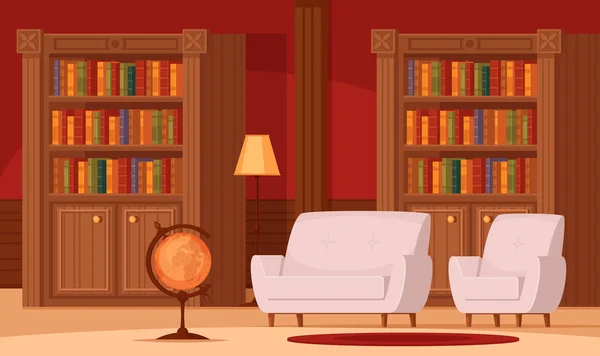 Bibliotheek interieur Flat — Stockvector