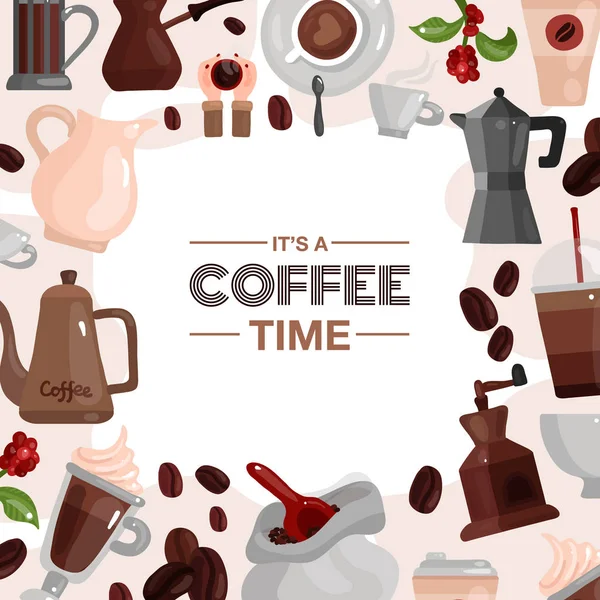 Kaffe tid dekorativ ram — Stock vektor