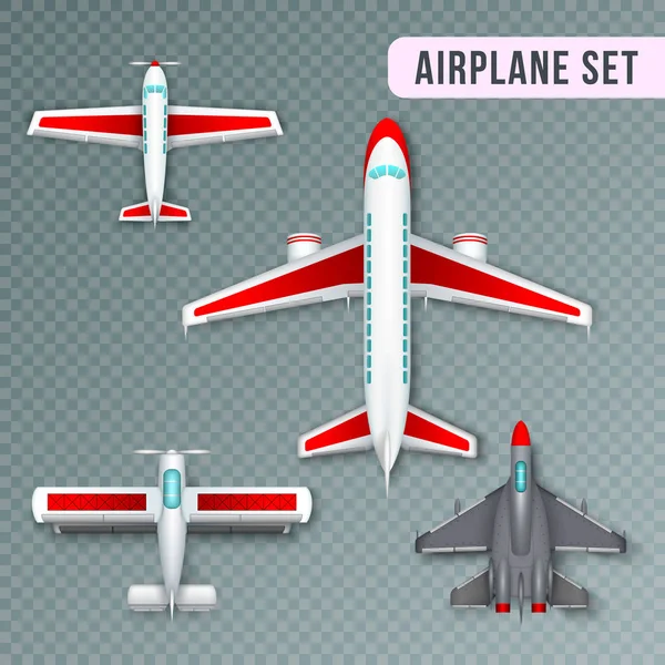 Airplane Top View Set — Stock Vector