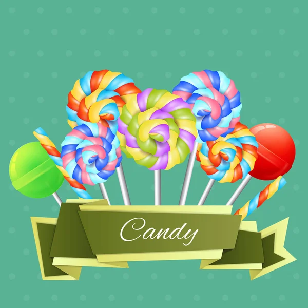 Composición de caramelos coloridos — Vector de stock