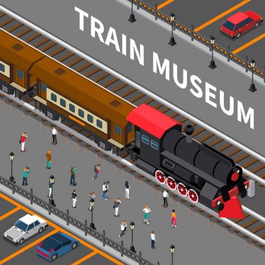 Tren Müzesi izometrik kompozisyon