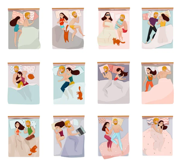 Poses de couchage ensemble — Image vectorielle