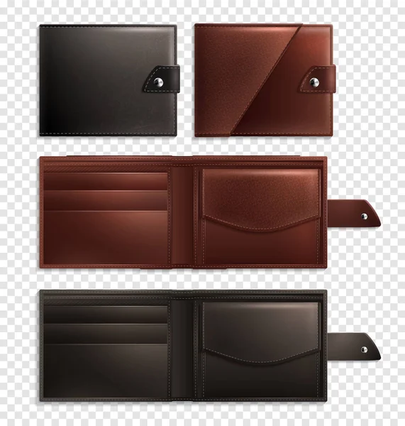 Realistic Wallet Transparent Icon Set — Stock Vector