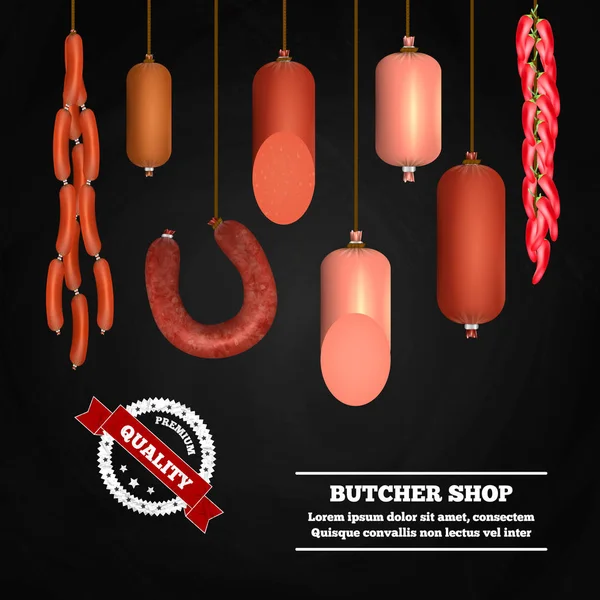 Butcher Shop Realistic Composition — Stock Vector