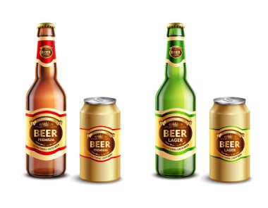 Gerçekçi bira ambalajlar Set