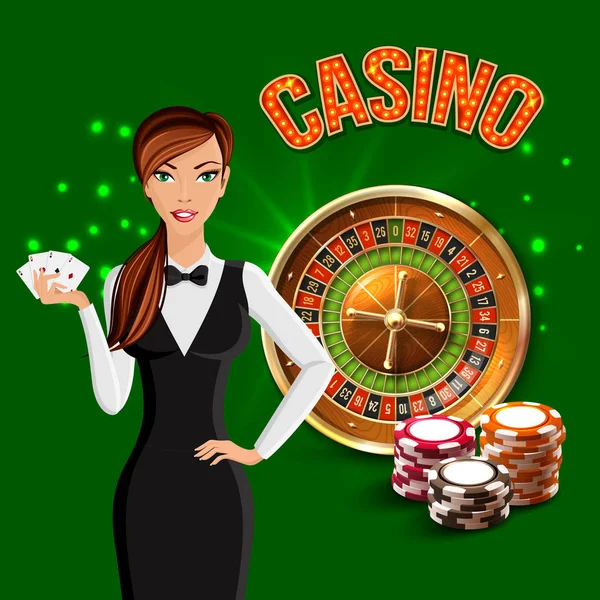 Casino Realistic Green Composition — Stock Vector