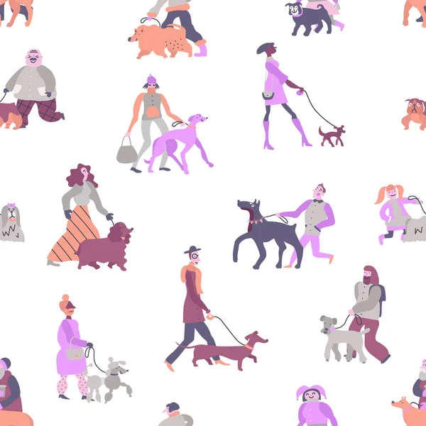 Propriétaires de chien Modèle sans couture — Image vectorielle