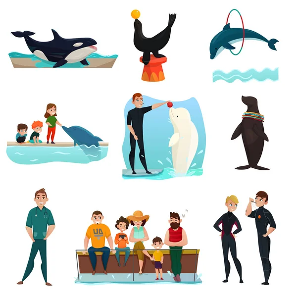 Set di icone delfinario — Vettoriale Stock