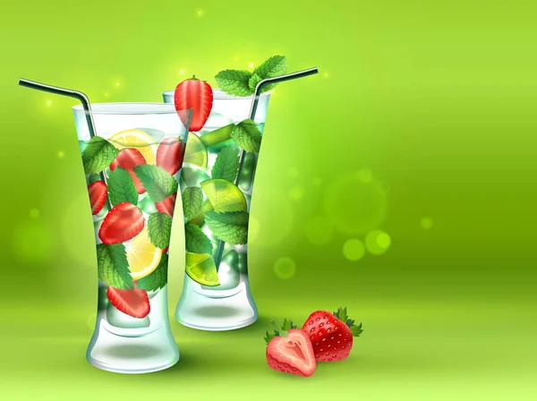 Deux cocktails Composition réaliste — Image vectorielle