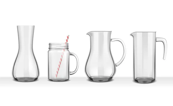 Four Smooth Glass Jugs — Stock Vector