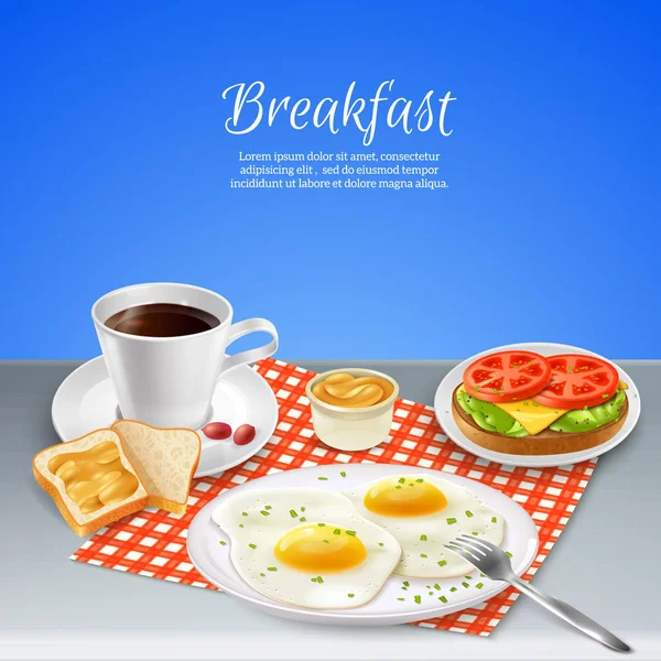 Desayuno realista conjunto — Vector de stock