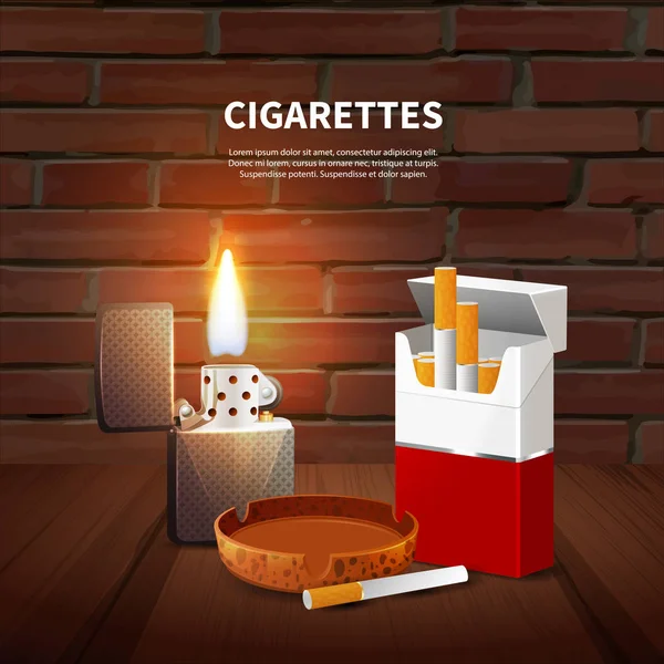 タバコ現実的なポスター — ストックベクタ