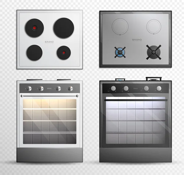 Gas Electric Cook Top Stove Icon Set — Stock Vector