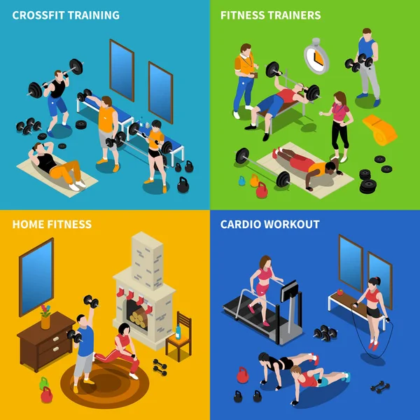 Conjunto de iconos de concepto de gimnasio — Vector de stock