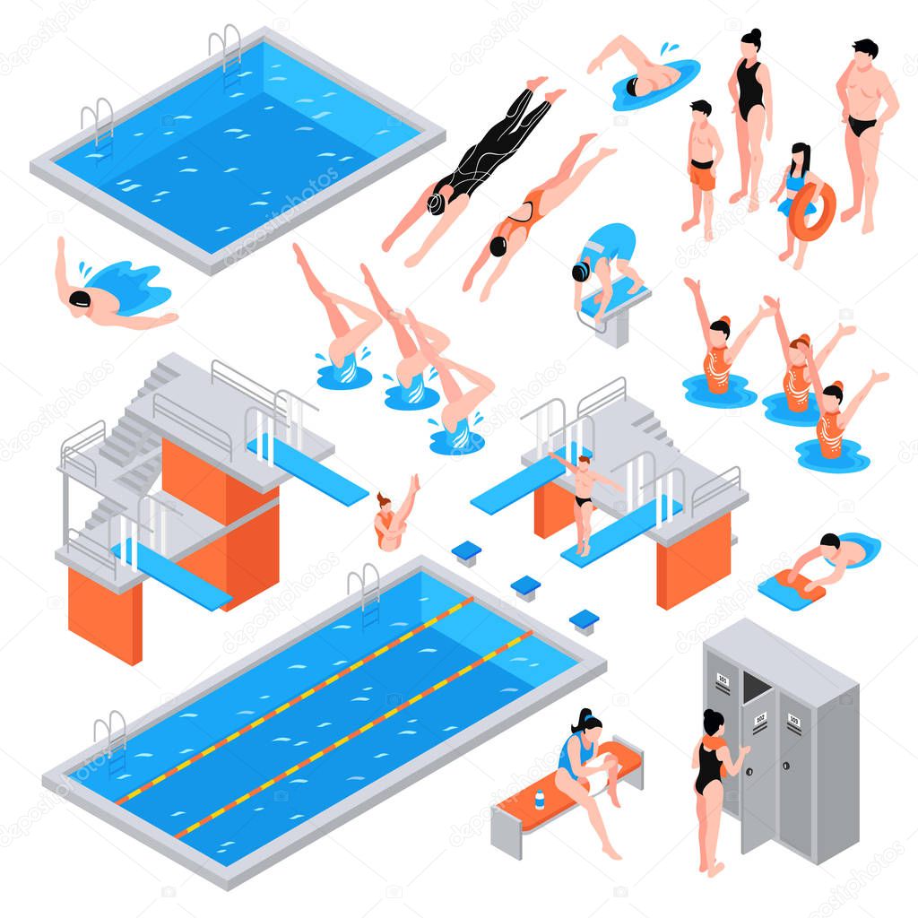 Swimming Pool Isometric Elements