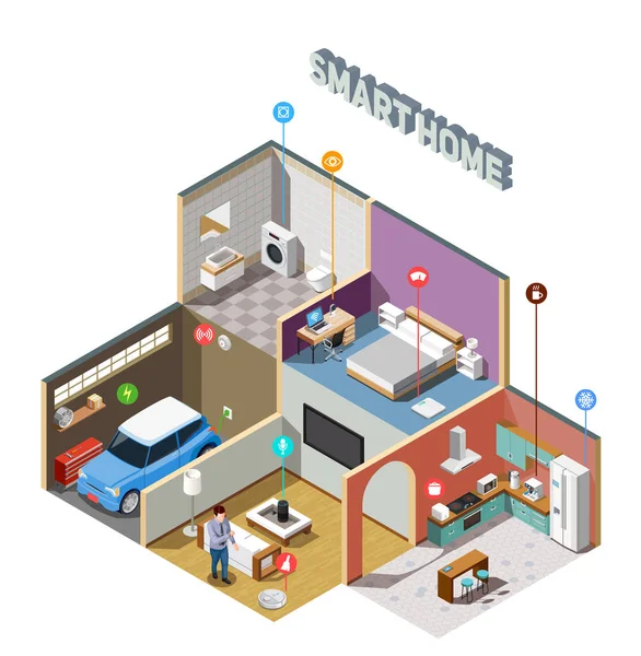 Smart Home IOT Composition isométrique — Image vectorielle