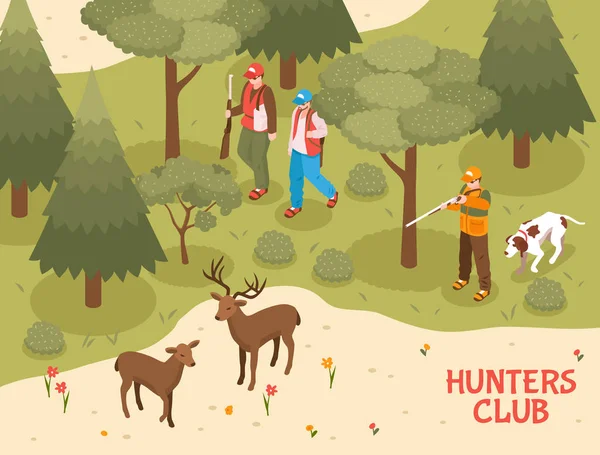 Hunters Club izometryczny plakat — Wektor stockowy