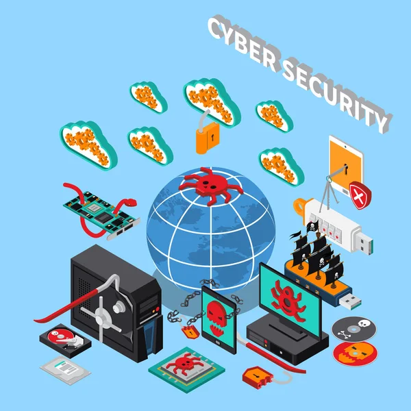 Cyber Security isometrische Concept — Stockvector