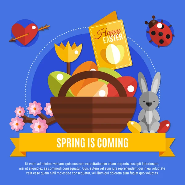Primavera Pascua Plano Concepto — Archivo Imágenes Vectoriales