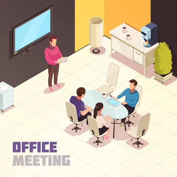 Office Meeting Isometric poster — Stock Vector