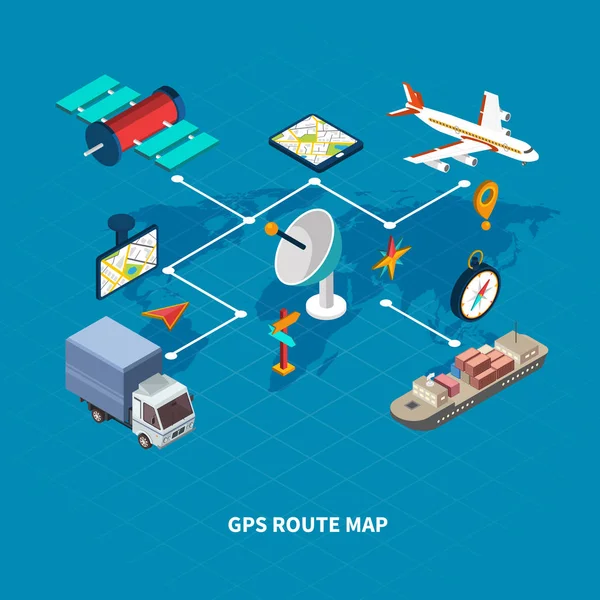 Схема маршрутов GPS — стоковый вектор