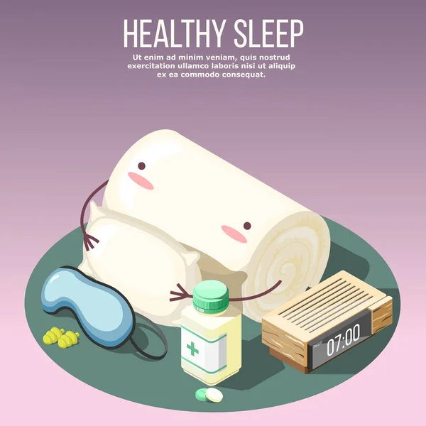 Healthy Sleep Isometric Composition — Stock Vector