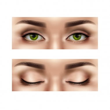 Gerçekçi kadın gözleri Set