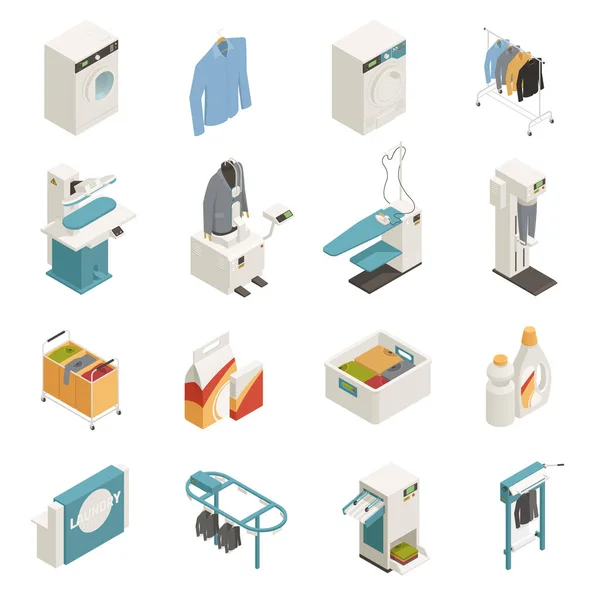 Laundry Equipment Isometric Set — Stock Vector