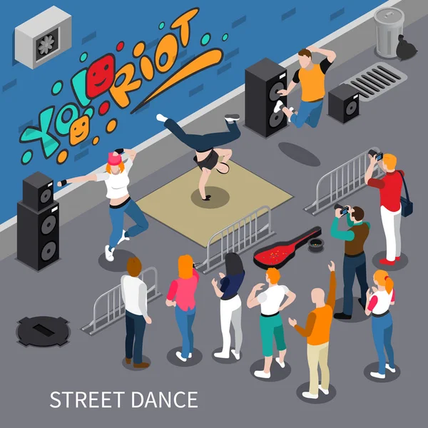 Street Dance Composición isométrica — Archivo Imágenes Vectoriales