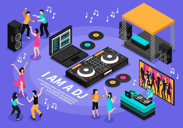 Dj Y Música Ilustración — Vector de stock