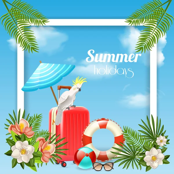Tropical Holidays Frame Background — Stock Vector