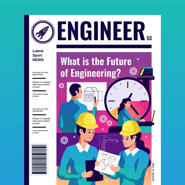 Μηχανικός εξώφυλλο περιοδικού — Διανυσματικό Αρχείο