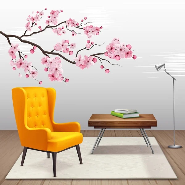 Sakura Composición Interior — Vector de stock