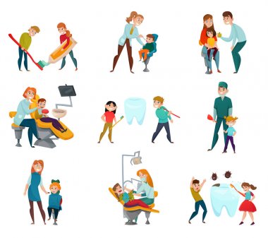 Pediatrik diş hekimi Icons Set