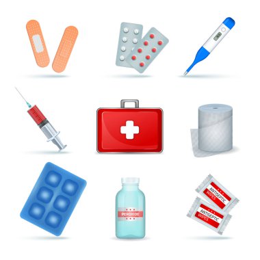 First Aid Kit Realistic Set  clipart