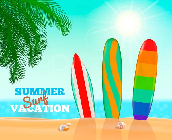 Verão Surf Composição de férias — Vetor de Stock