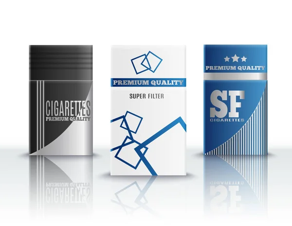 Conjunto realista de paquetes de cigarrillos — Vector de stock